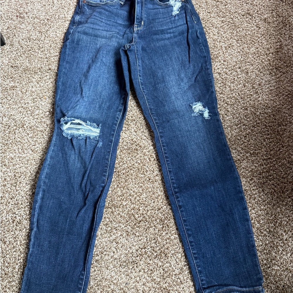 Women's Distressed Blue Jeans